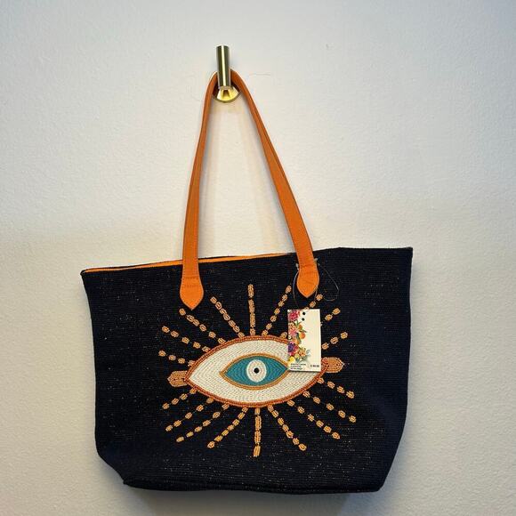 American & Beyond Evil Eye Tote beach bag - Picture 4 of 12